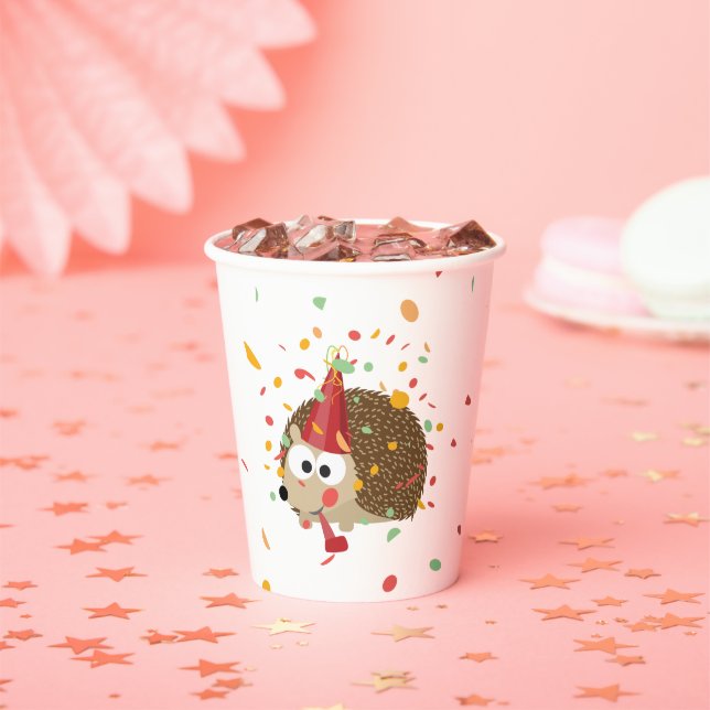 Cute Confetti Party Hedgehog Paper Cup (Insitu)