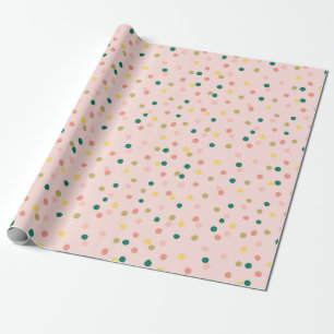 Cute Confetti Polka Dots Pattern Blush Green Wrapping Paper