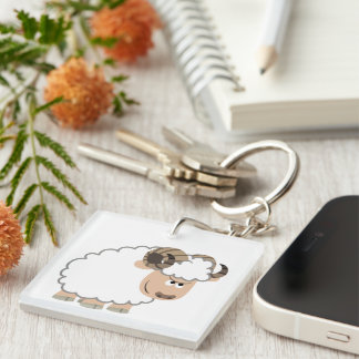 Cute Confident Cartoon Ram Acrylic Keychain