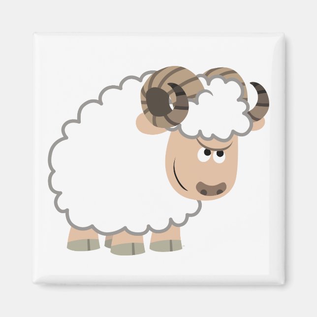 Cute Confident Cartoon Ram Magnet (Front)