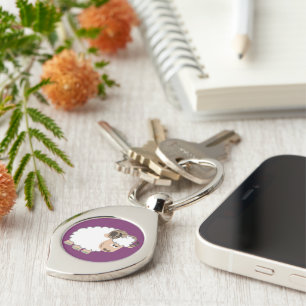 Cute Confident Cartoon Ram Metal Keychain