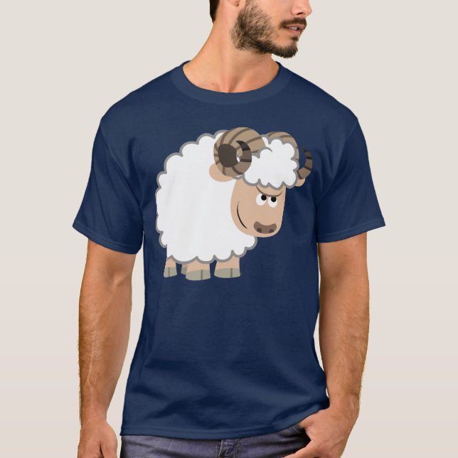 Cute Confident Cartoon Ram T-Shirt (Front)