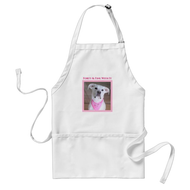 Cute Confident Dog With Soulful Eyes Forty Pink Standard Apron (Front)