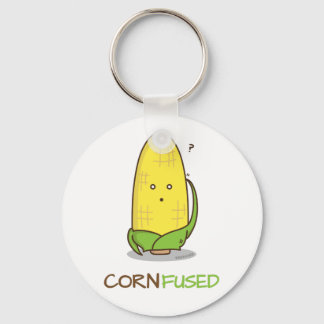 Cute Confused Corn Funny Pun Key Ring