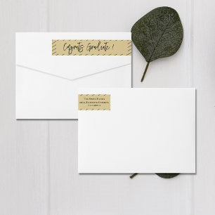 Cute Congrats Graduate Brown Stripes Scripts Wrap Around Label