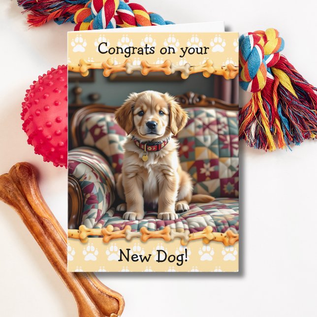 Cute Congrats on your New Golden Retriever Dog  Card (Creator Uploaded)