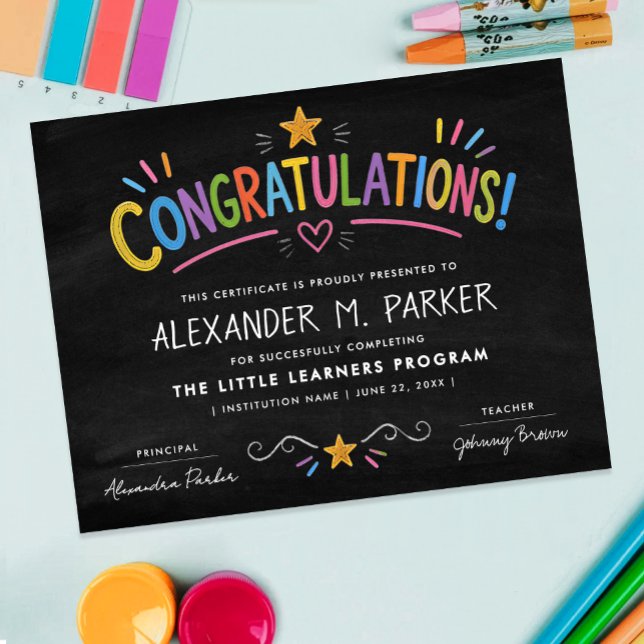 Cute Congratulations Colourful Certificate Kids Poster (Creator Uploaded)