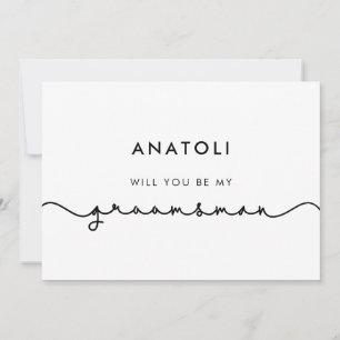 Cute connecting heart font groomsman proposal card