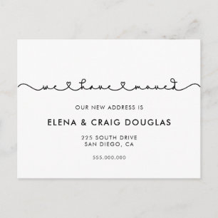 Cute connecting heart font moving announcement postcard