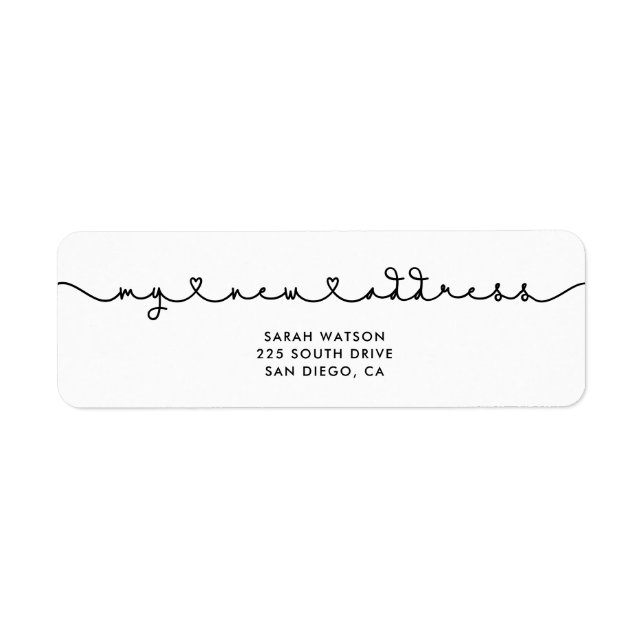 Cute connecting heart font My new address (Front)