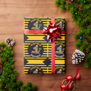 Cute Construction Birthday Wrapping Paper