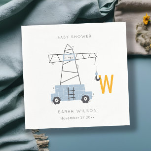 Cute Construction Crane Boy's Urban Baby Shower  Napkin