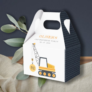 Cute Construction Crane Vehicle Any Age Birthday Favour Box