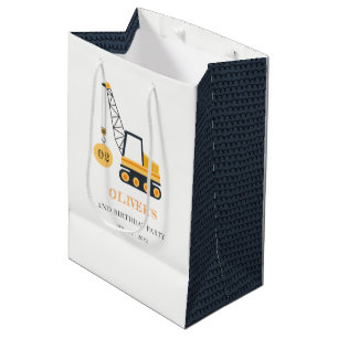 Cute Construction Crane Vehicle Any Age Birthday Medium Gift Bag
