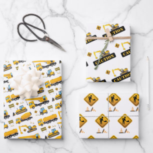 Cute Construction Dump Baby Shower Birthday Gift Wrapping Paper Sheet