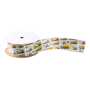 Cute Construction Dump Trucks Theme Gifts Favor Satin Ribbon