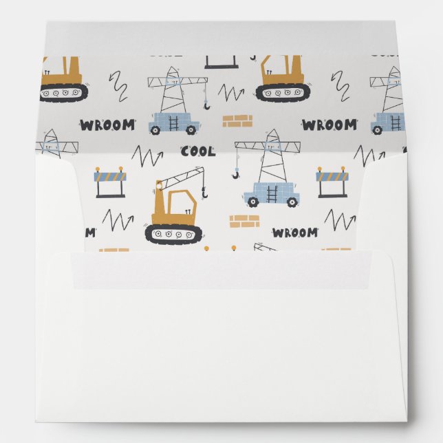 Cute Construction Fork Lift Any Age Birthday Envelope (Back (Bottom))