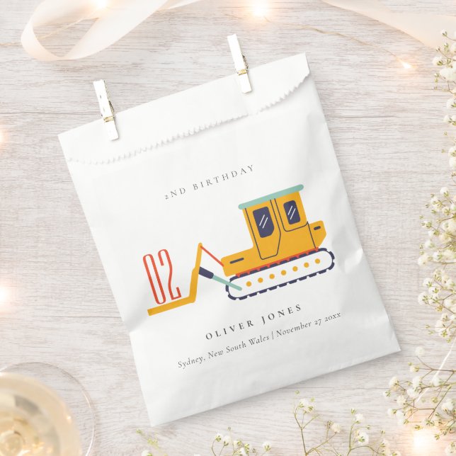 Cute Construction Fork Lift Any Age Birthday Favour Bags (Clipped)