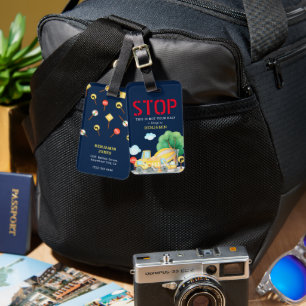 Cute Construction Kids STOP  Luggage Tag