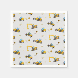 Cute Construction Pattern Kids Birthday Napkins