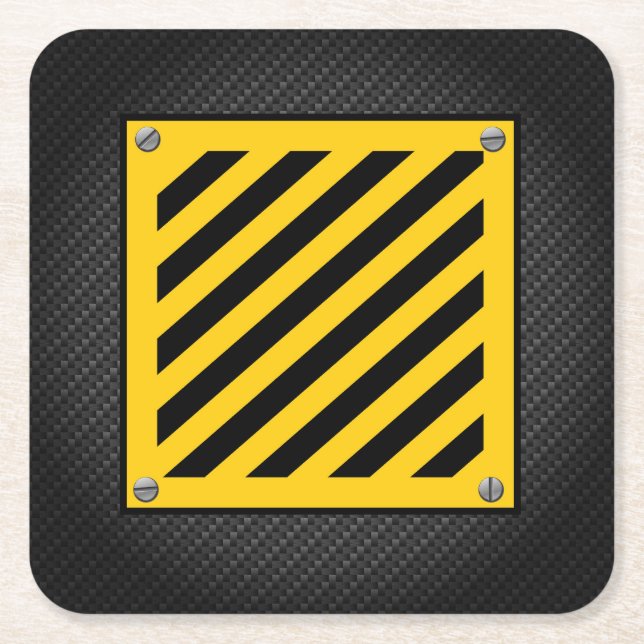 Cute Construction Site Yellow Cover Square Paper Coaster (Front)