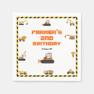 Cute Construction Theme Kid's Birthday Party Napkin