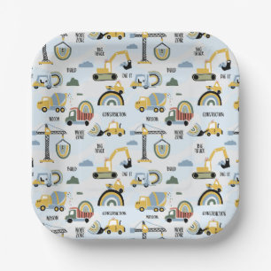 Cute Construction Theme Party Paper Plate