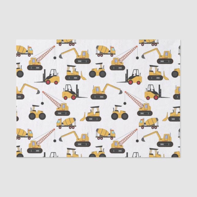 cute construction tiled party tissue paper (Front)