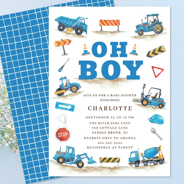 Cute Construction Truck Baby Shower  Invitation (Creator Uploaded)