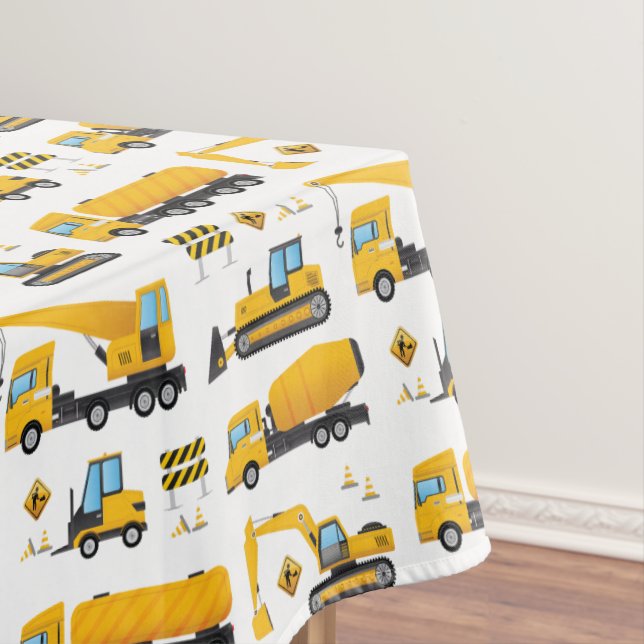 Cute Construction Truck Pattern Table Decoration Tablecloth (In Situ)