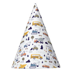 Cute Construction Vehicle Birthday Party Hat