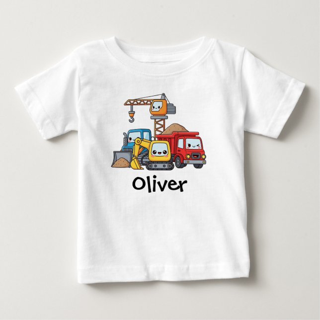 Cute Construction Vehicles Baby T-Shirt (Front)