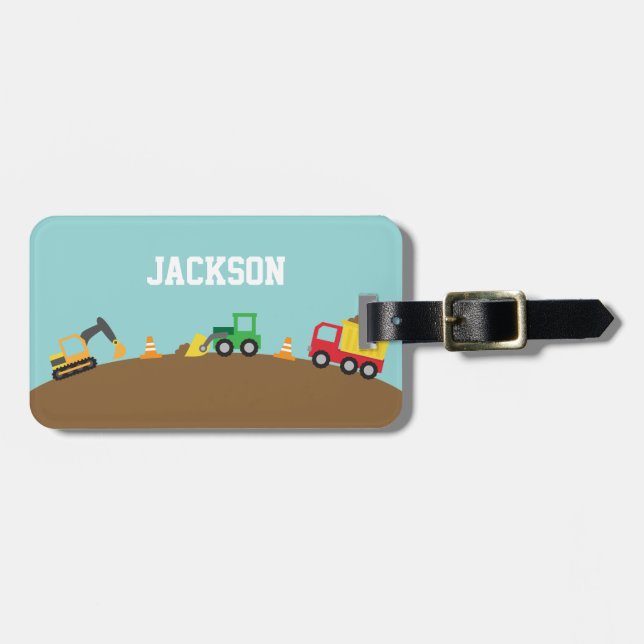 Cute Construction Vehicles For Boys Luggage Tag (Front Horizontal)