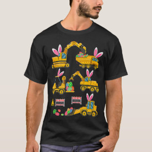 Cute Construction Vehicles With Bunny Ears Eggs Ea T-Shirt