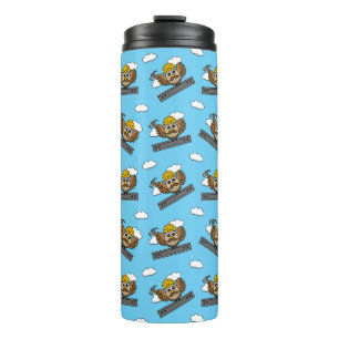 Cute Construction Worker Owl with Hard Hat Cartoon Thermal Tumbler