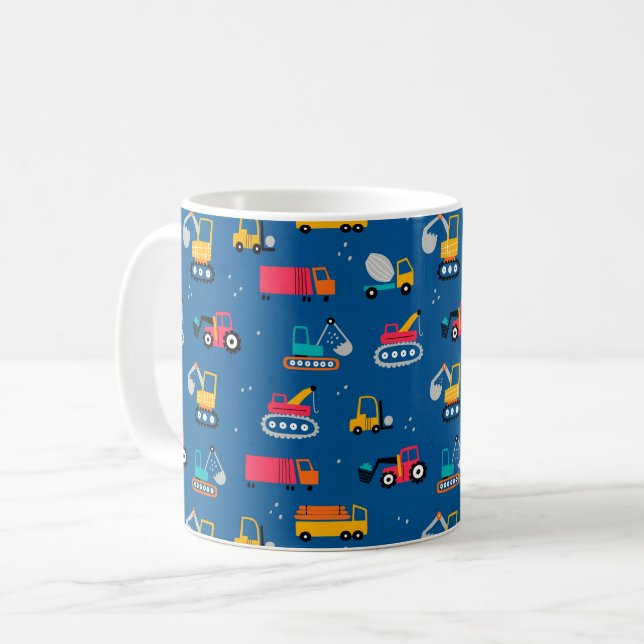 Cute Contruction Movers Pattern Coffee Mug (Front Left)