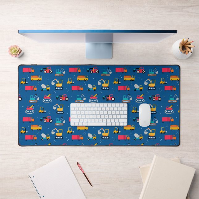 Cute Contruction Movers Pattern Desk Mat (Office 1)