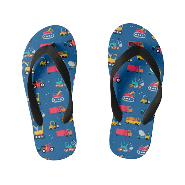 Cute Contruction Movers Pattern Kid's Jandals (Footbed)