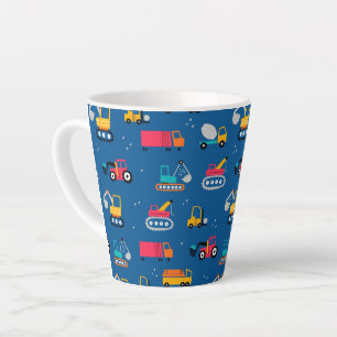 Cute Contruction Movers Pattern Latte Mug