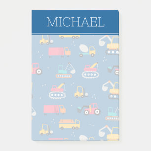 Cute Contruction Movers Pattern Post-it Notes