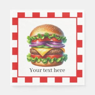 Cute cook out hamburger customisable party Paper Napkin