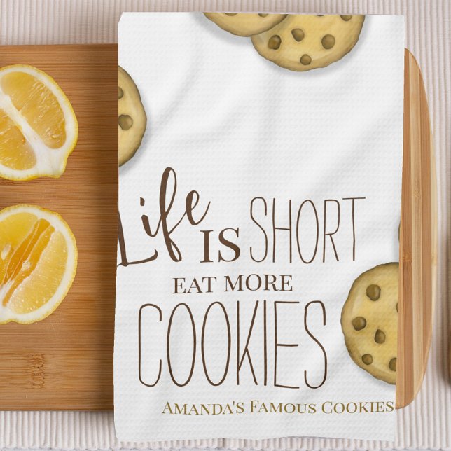 Cute Cookie Baking Personalised  Tea Towel (Custom personalized sweets dessert kitchen towel. )