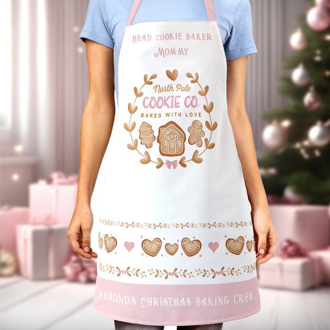 Cute Cookie Baking Pink Christmas Apron (Cute Cookie Baking Pink Christmas Apron)