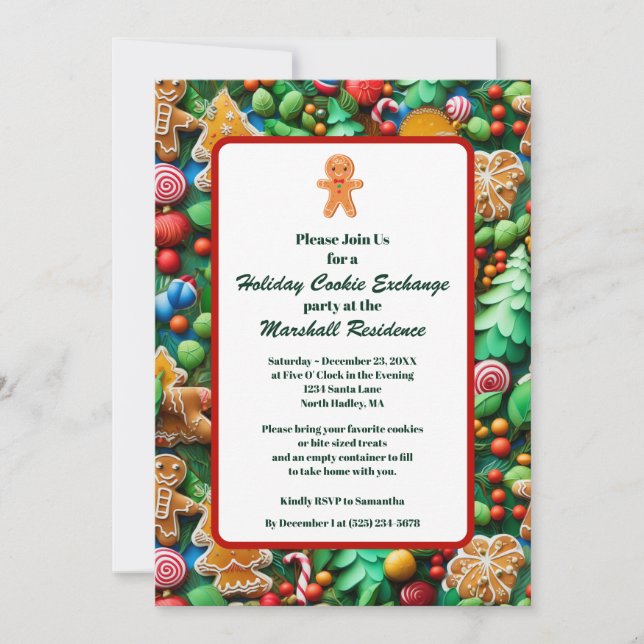 Cute Cookie Exchange Christmas Party Budget Invitation (Front)
