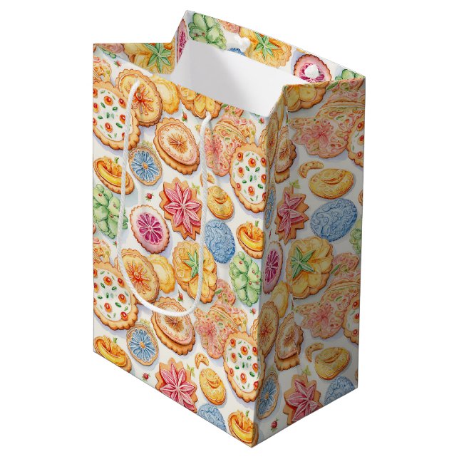 Cute cookie party tiled pattern  medium gift bag (Front Angled)