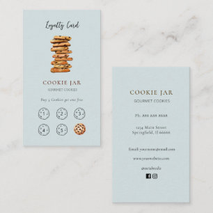 Cute Cookie shop blue Loyalty business card