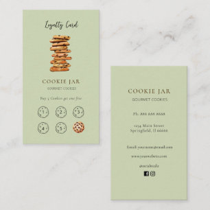 Cute Cookie shop pistachio green Loyalty Business Card