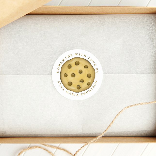 Cute Cookie Whimsical Homemade with Love  Classic Round Sticker (Creator Uploaded)