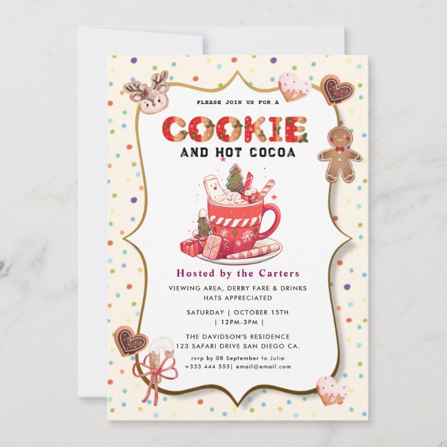 Cute Cookies and Cocoa Holiday Party Invitation (Front)
