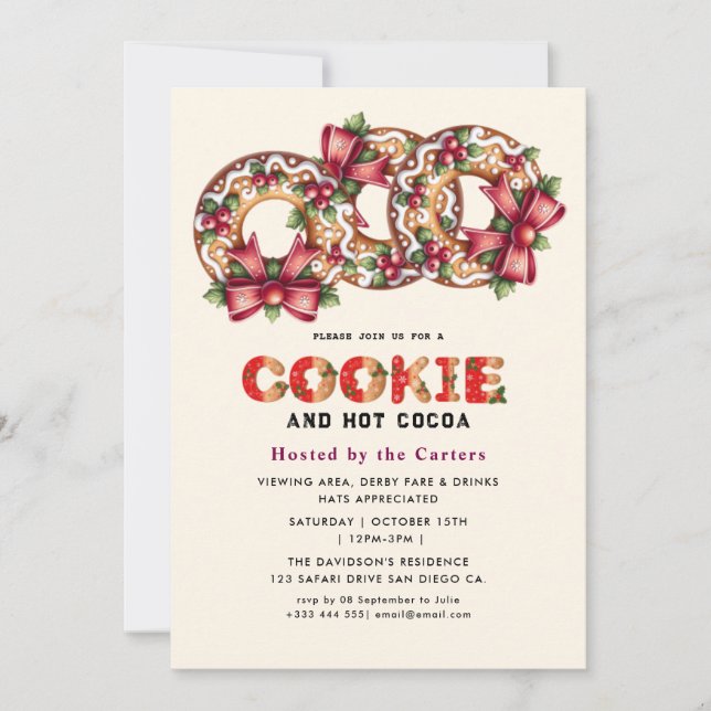 Cute Cookies and Cocoa Holiday Party Invitation (Front)
